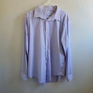 Calvin Klein Long Sleeve Mini Gingham Check Button Down Lilac Shirt Business